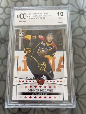 Connor McDavid 2015 ITG Edmonton Oilers  Rookie RC Hockey Card Beckett Graded 10